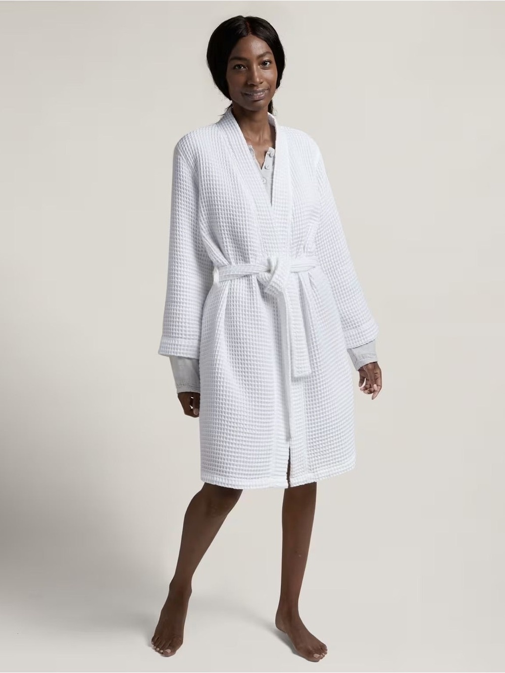Parachute Waffle Robe in White Turkish Cotton Size Small